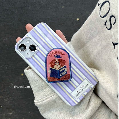 Purple Striped Puppy Phone Case