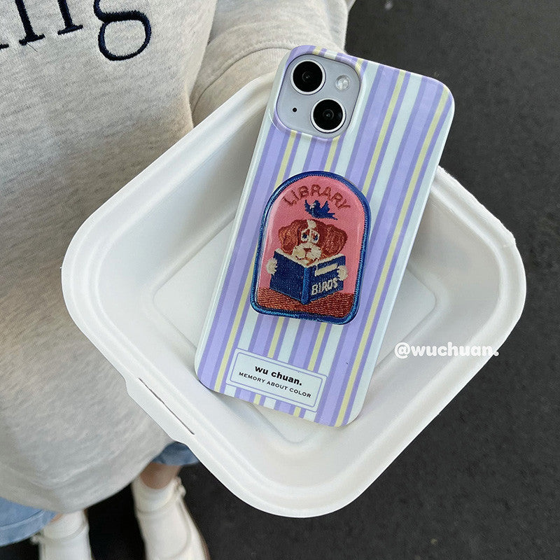 Purple Striped Puppy Phone Case