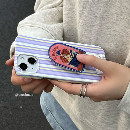 Purple Striped Puppy Phone Case