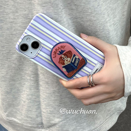 Purple Striped Puppy Phone Case