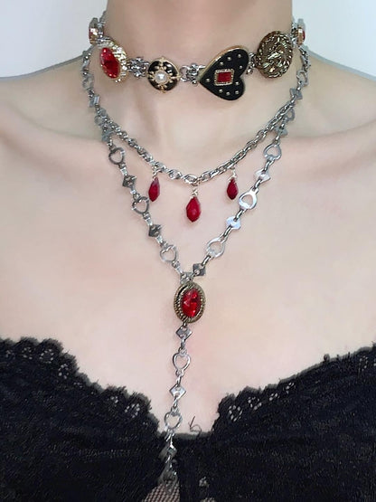 Queen of Hearts Layered Choker Necklace