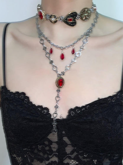 Queen of Hearts Layered Choker Necklace