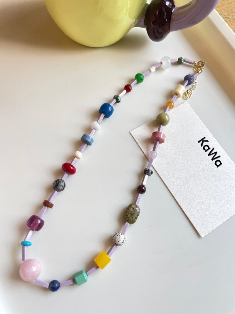 Rainbow Candy Natural Stone Necklace