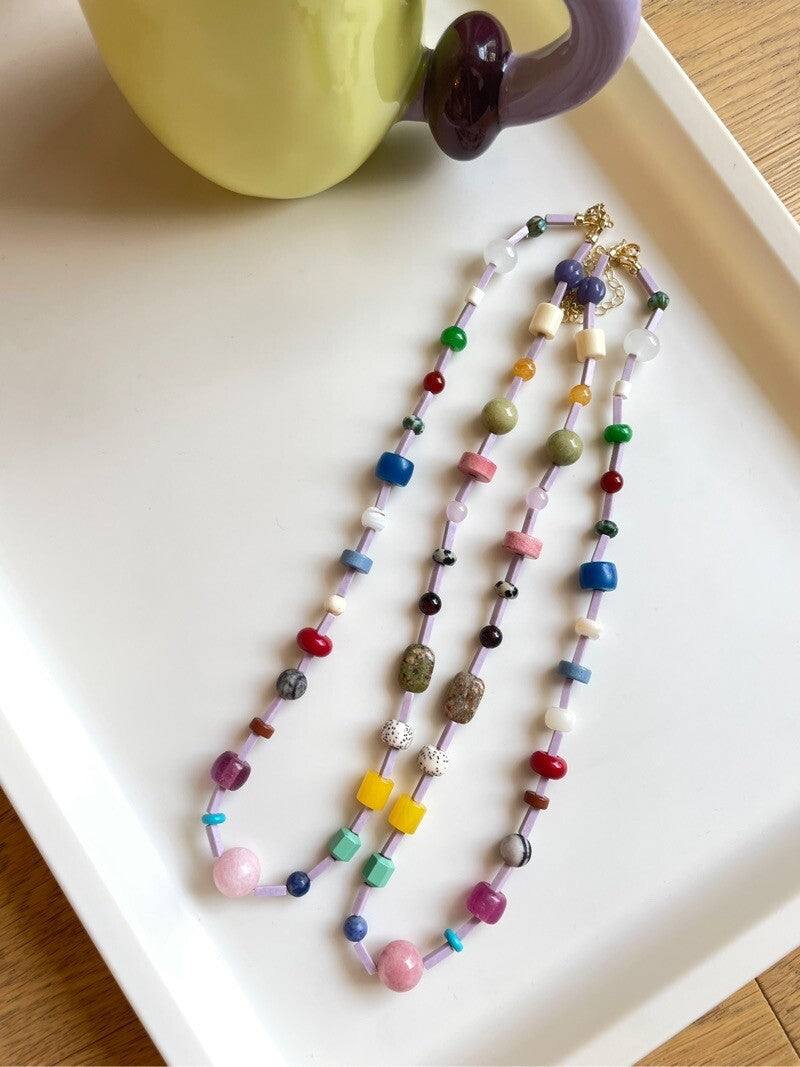 Rainbow Candy Natural Stone Necklace