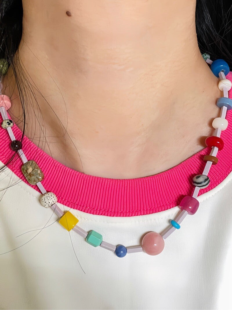 Rainbow Candy Natural Stone Necklace