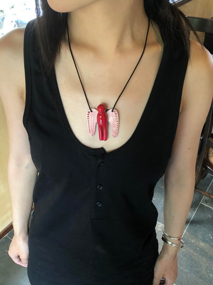 Red Angle Ceramic Incense Holder Necklace | Plate/Vases Set | Three Fleas