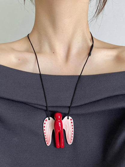 Red Angle Ceramic Incense Holder Necklace | Plate/Vases Set | Three Fleas