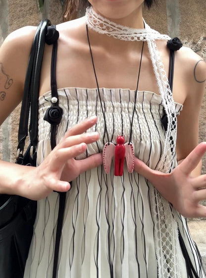 Red Angle Ceramic Incense Holder Necklace | Plate/Vases Set | Three Fleas