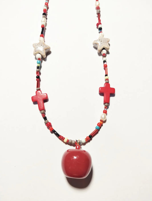 Red Apple Beaded Necklace