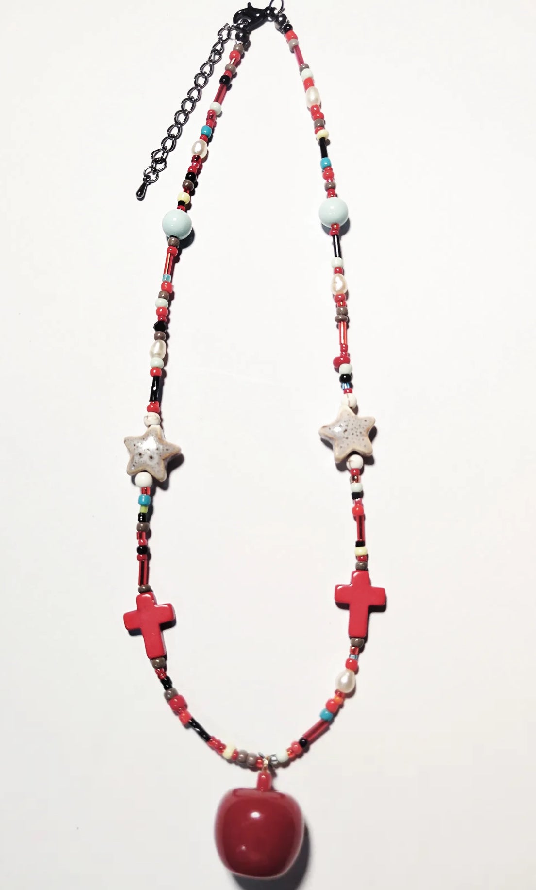 Red Apple Beaded Necklace
