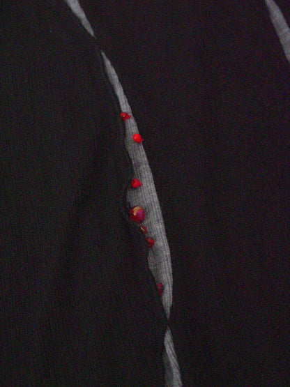 Red Bead Decor Black Knit Pullover