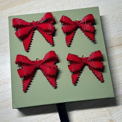 Red Bow MIYUKI Beaded Earrings