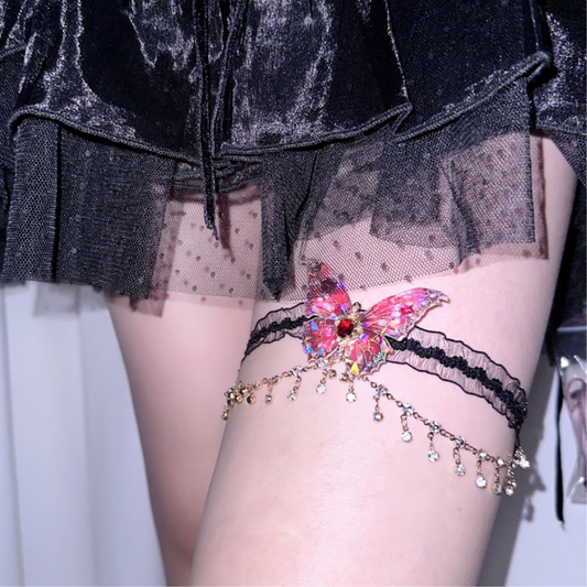 Red Butterfly Lace Thigh Chain