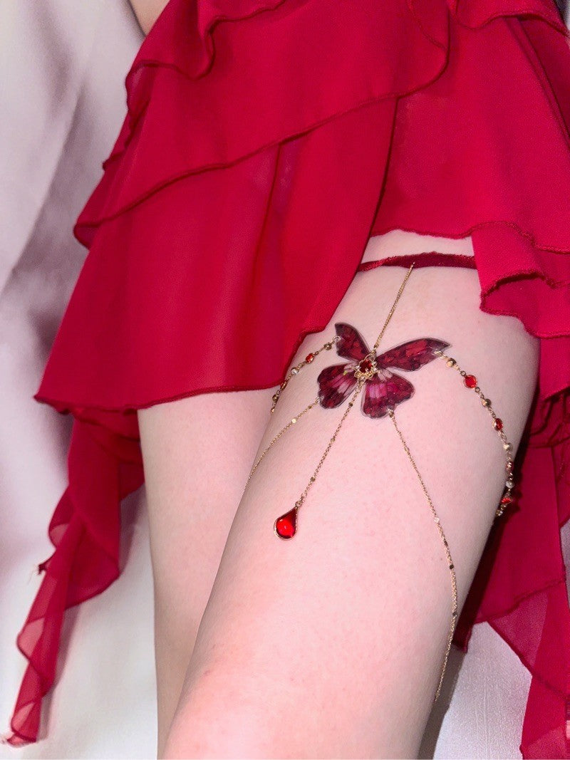 Red Butterfly Leg Chain