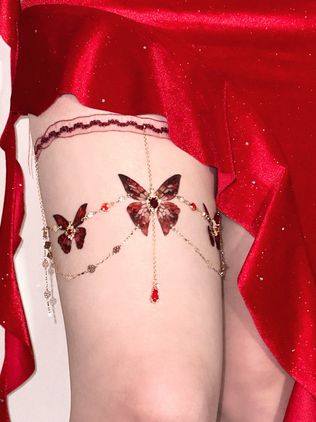 Red Butterfly Leg Chain