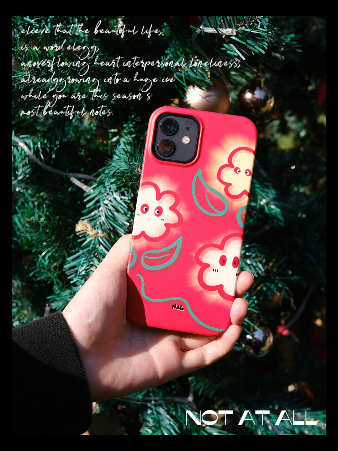Red Cartoon Flower Printed Phone Case