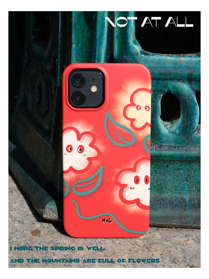 Red Cartoon Flower Printed Phone Case