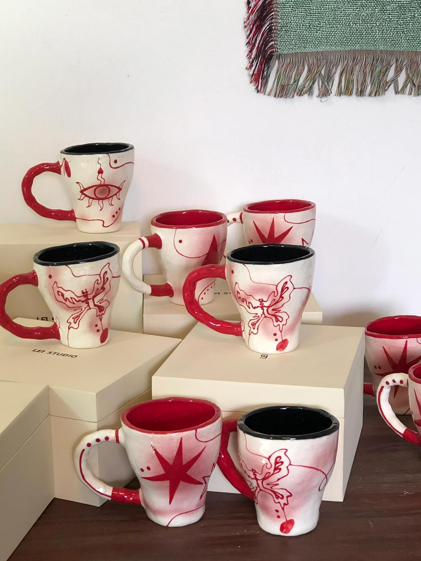 Red Ceramic Cup | Mug/Cup | Three Fleas