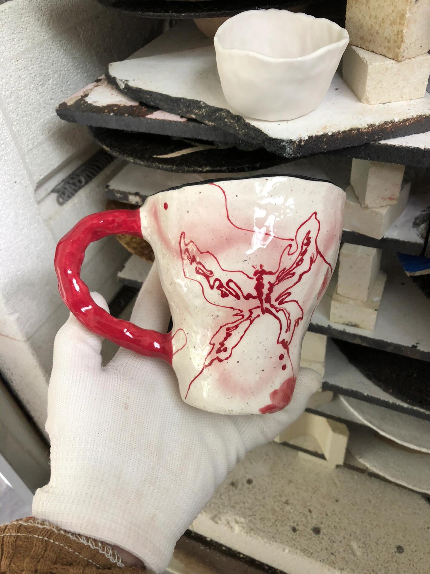 Red Ceramic Cup | Mug/Cup | Three Fleas