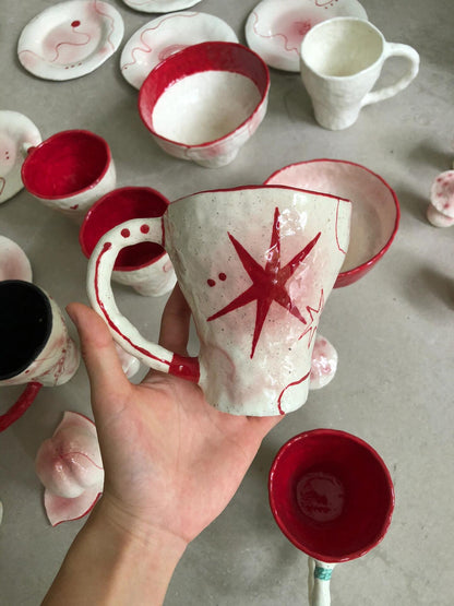 Red Ceramic Cup | Mug/Cup | Three Fleas