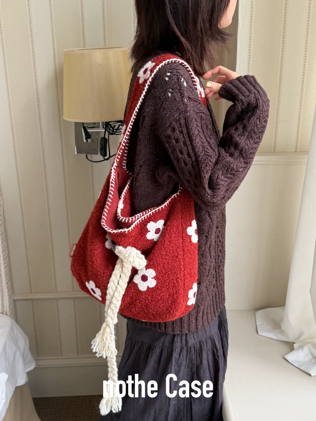 Red Flower Plush Hobo Bag | Bag | Three Fleas