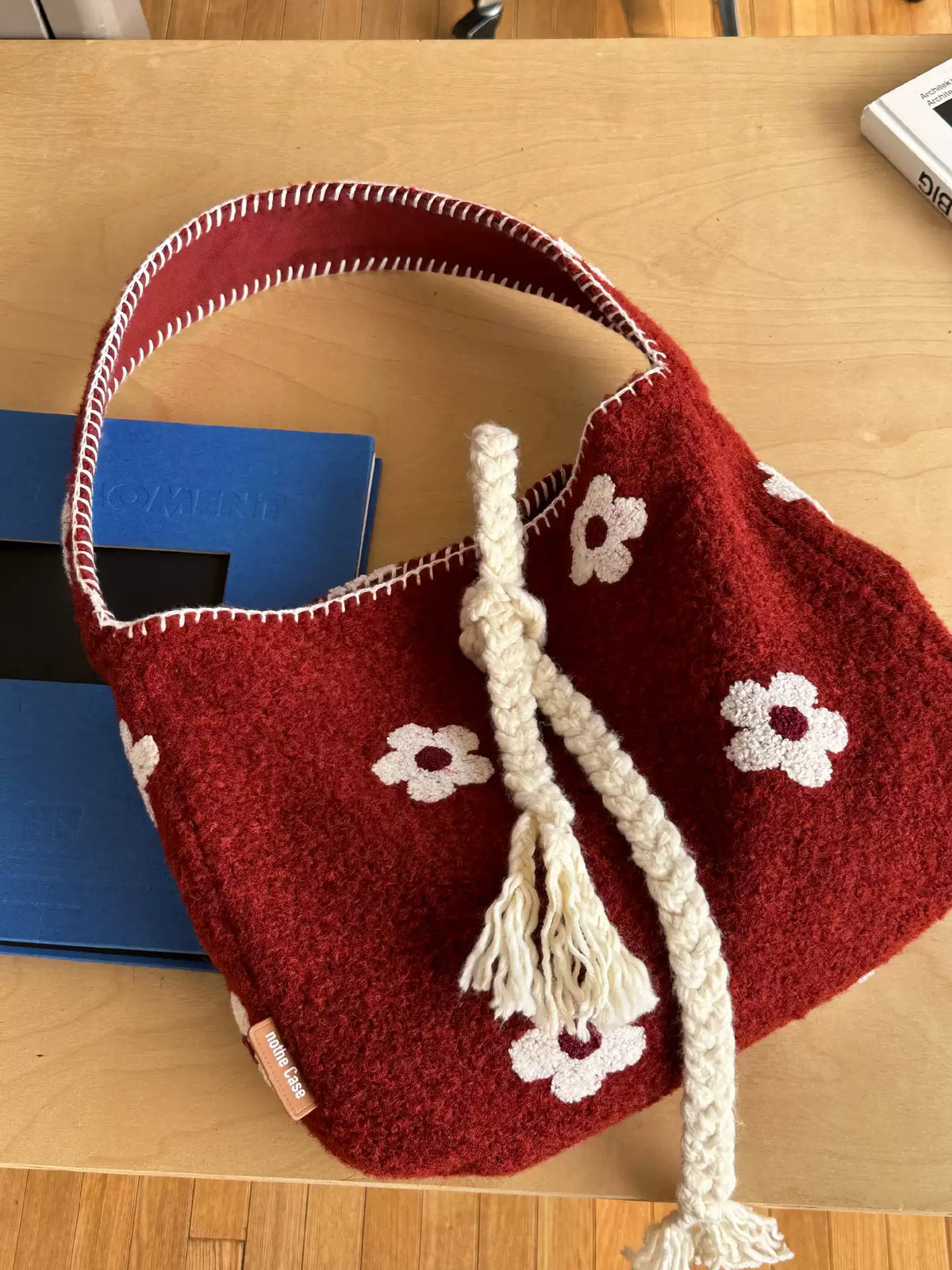 Red Flower Plush Hobo Bag | Bag | Three Fleas