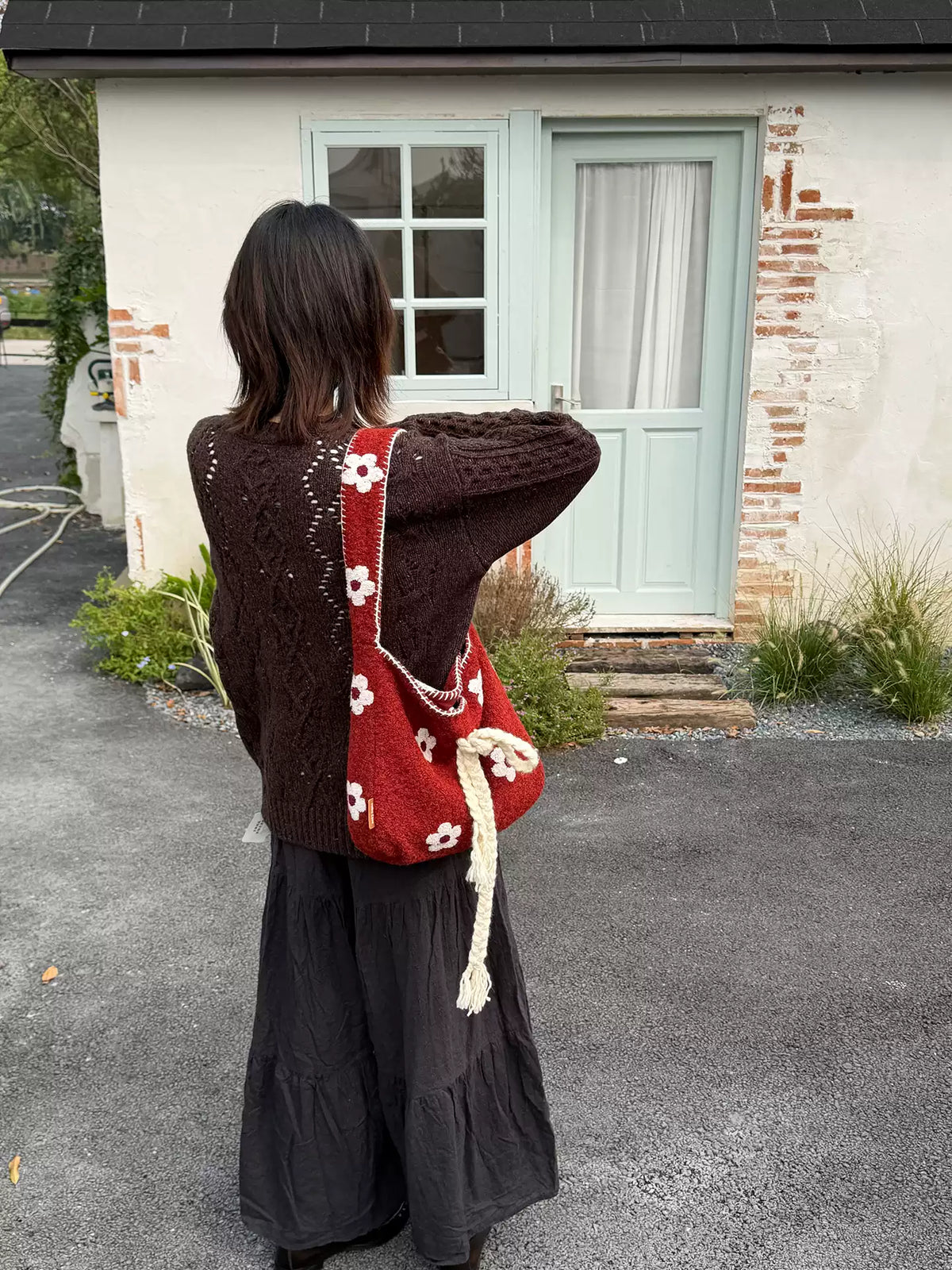 Red Flower Plush Hobo Bag | Bag | Three Fleas