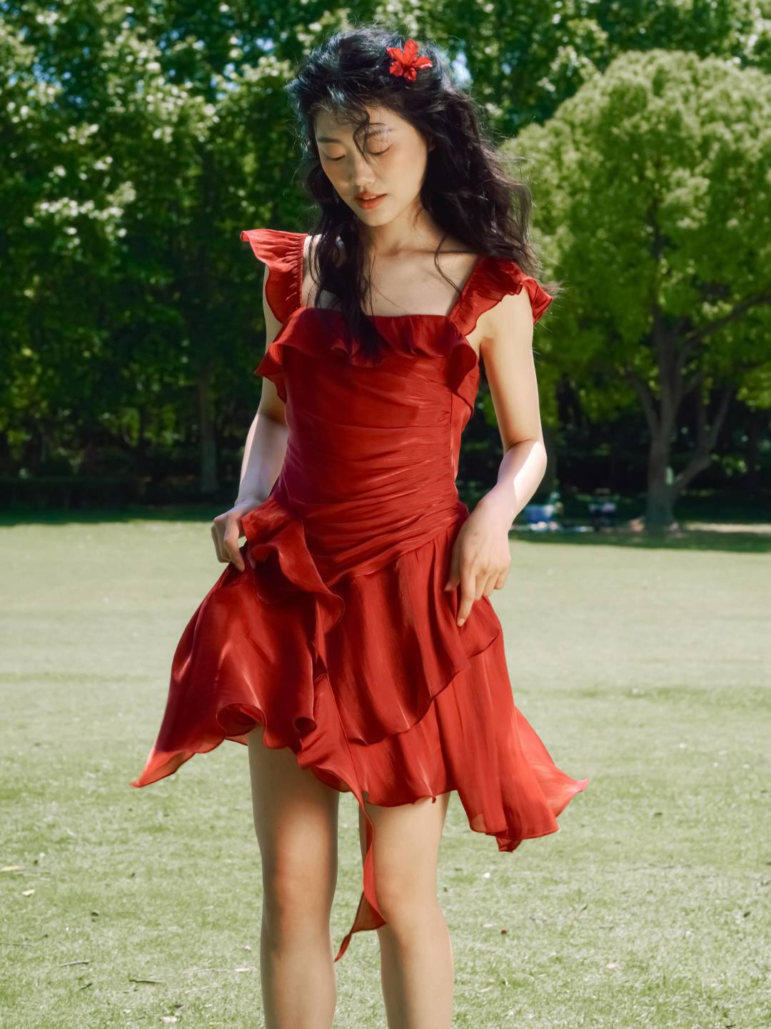 Red Sleeveless Ruffles Tiered Mini Dress | Dress Red Sleeveless Ruffles Tiered Mini Dress | Dress