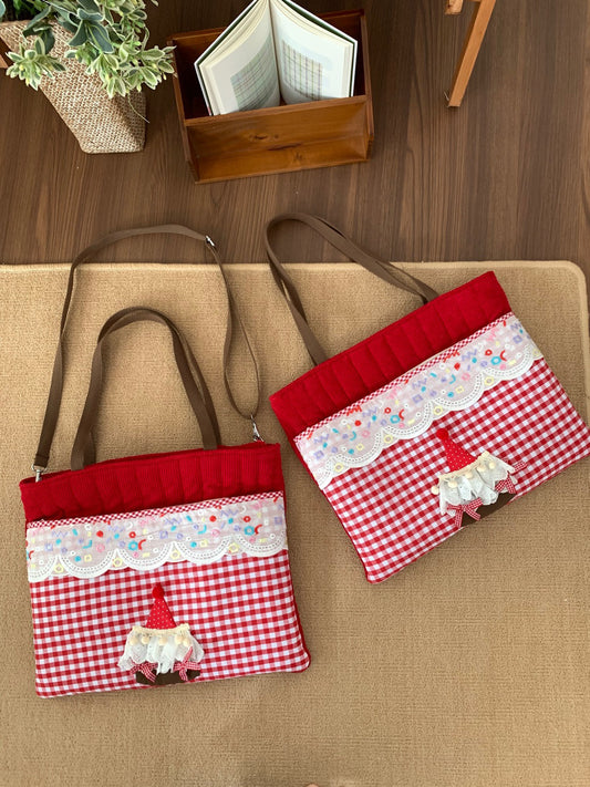 Red White Plaid Cupcake Tote Bag