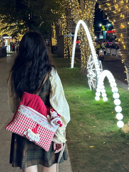 Red White Plaid Cupcake Tote Bag