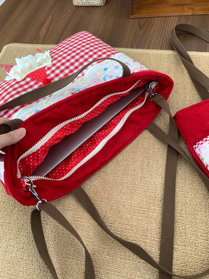 Red White Plaid Cupcake Tote Bag