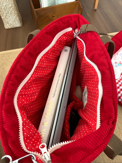 Red White Plaid Cupcake Tote Bag