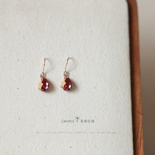 Red Zircon Star Earrings