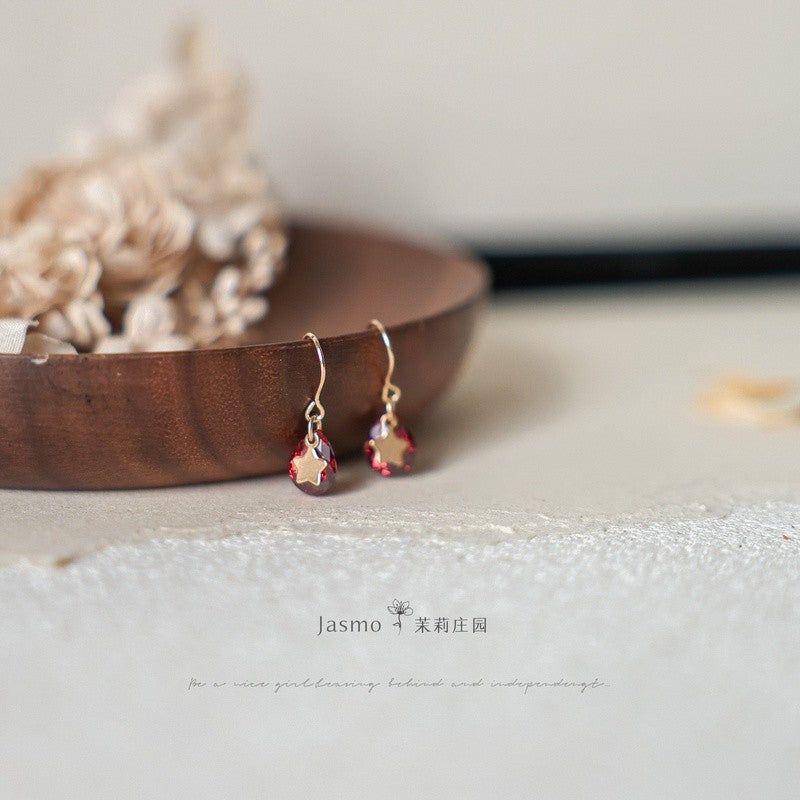 Red Zircon Star Earrings