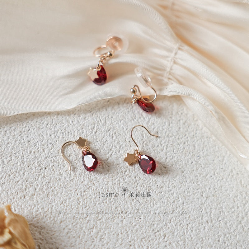 Red Zircon Star Earrings