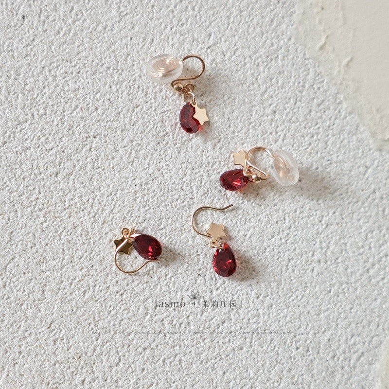 Red Zircon Star Earrings