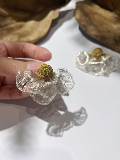 Retro Artistic Metal Woven Flower Earrings