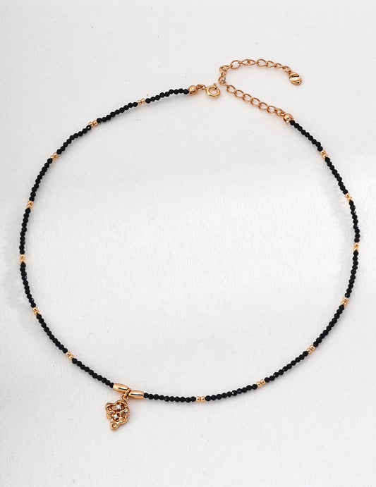 Retro Black Crystal Beaded Necklace