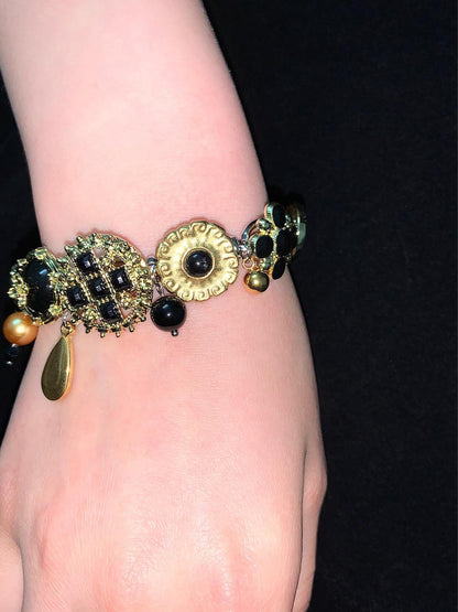 Retro Button Decor Layered Choker Bracelet