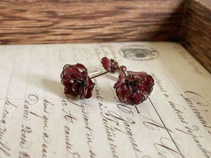 Retro Purple Rose Resin Earrings
