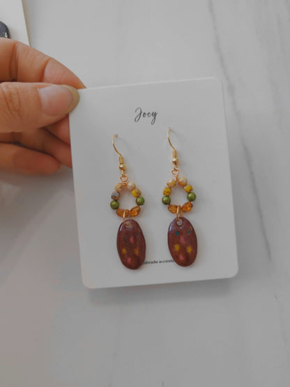 Retro Shrink Plastic Beaded Earrings
