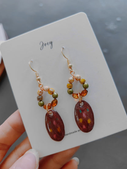 Retro Shrink Plastic Beaded Earrings