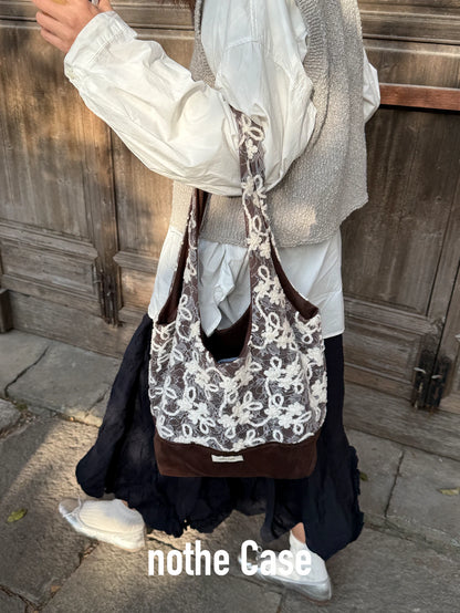 Reversible Suede Lace Spliced Hobo Bag | Bag | Three Fleas