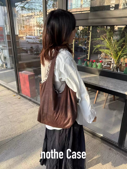 Reversible Suede Lace Spliced Hobo Bag | Bag | Three Fleas