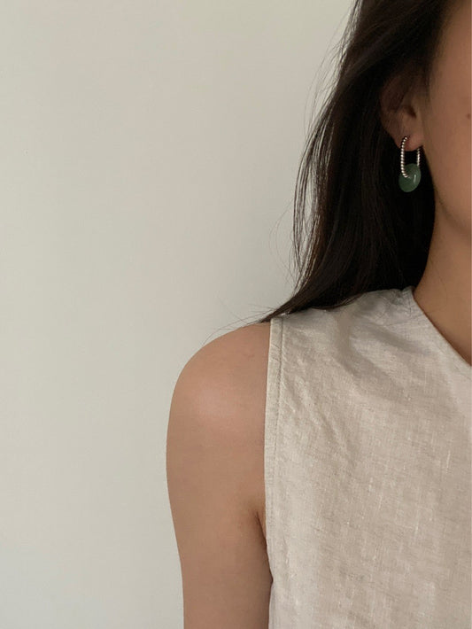 Rond Jade Hoop Earrings