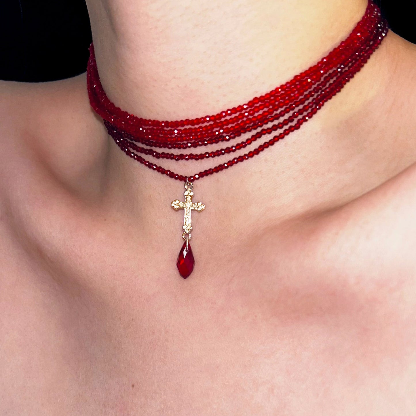 Rose Cross Stacking Necklace