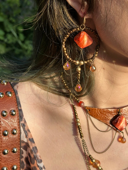 Rustic Amber Chain Layered Necklace
