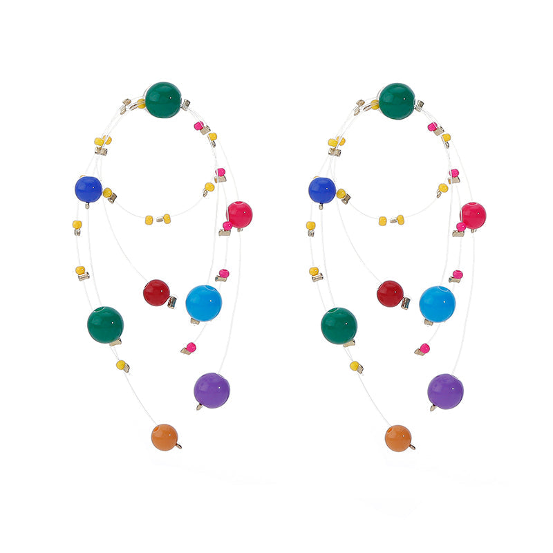 Playful Fireworks Colored Beaded Earrings