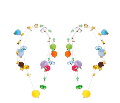 Playful Fireworks Colored Beaded Earrings