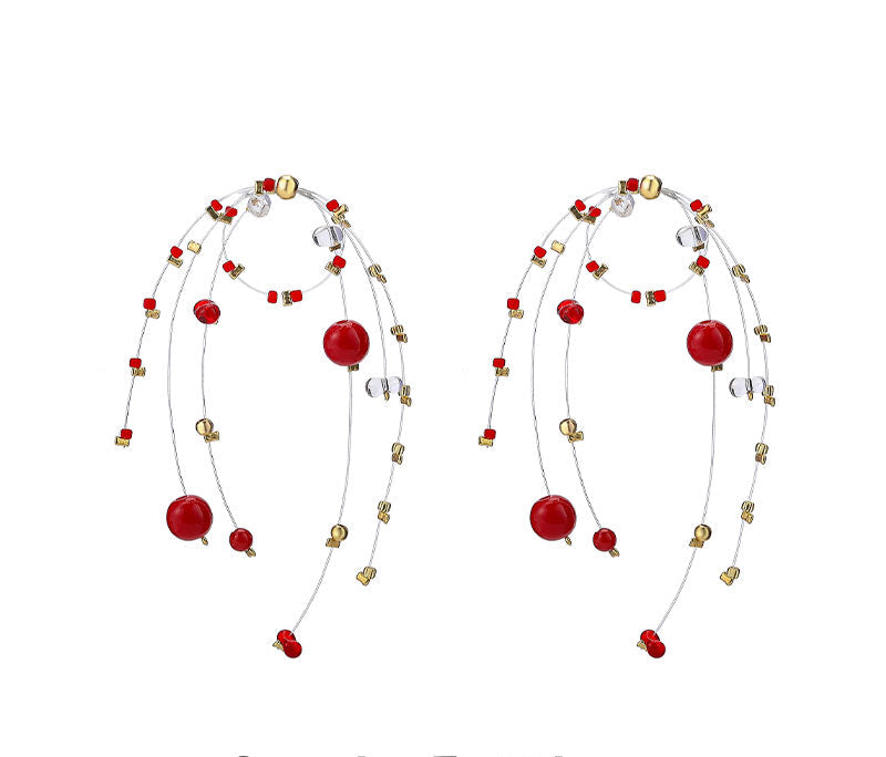 Playful Fireworks Colored Beaded Earrings